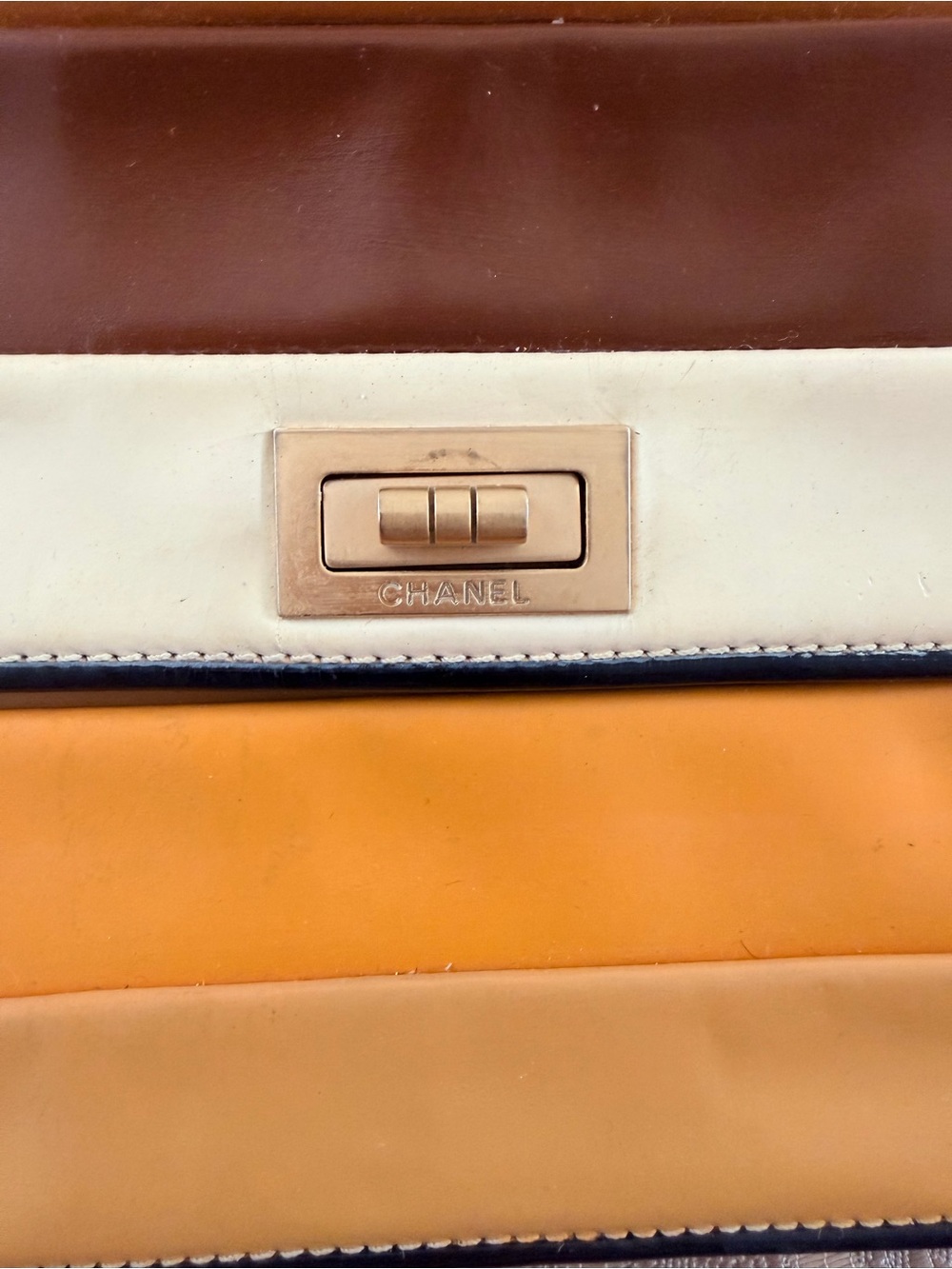 vintage colorblock Chanel 2.55 Mademoiselle Patent Shoulder Bag - Picture 6 of 12